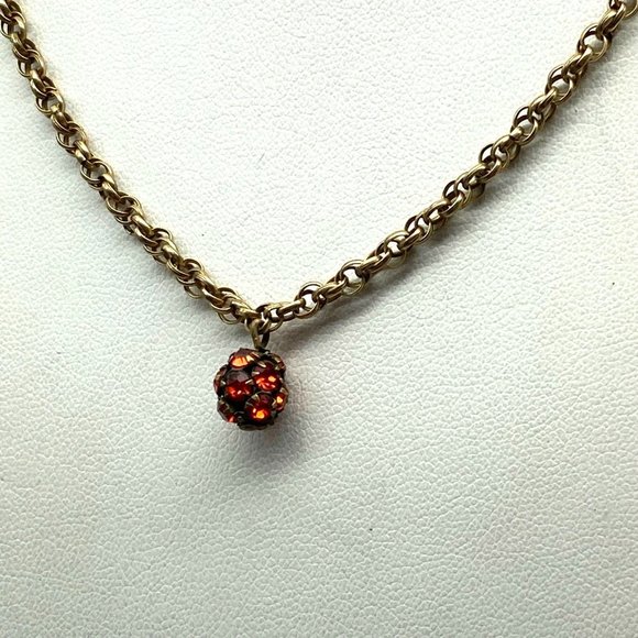 Vintage Prong Set Crystal Encrusted Sphere Pendant Necklace Roundette Disco Ball - Picture 1 of 5